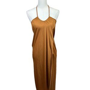 Free People Significant Other Satin Esme Maxi Dress Gold S/P